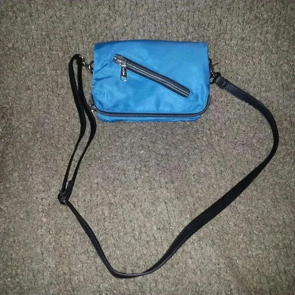 CO-LAB BY CHRISTOPHER KON-Blue Nylon Foldover-Shoulder/Crossbody Bag-Excellent - Picture 1 of 7